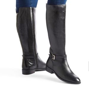 Wide calf leather boots